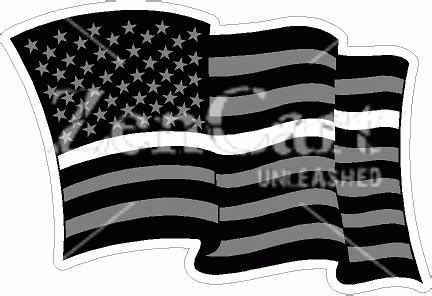 Thin White Line US Flag Waving Subdued Decal [6767] : Phoenix Graphics, Your Online Source for ...