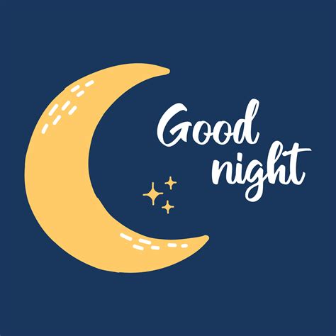 Lettering good night. Good night postcard. Cute kids poster with moon and stars. Vector ...