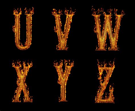 Deco Fiery Fonts U-Z Free Stock Photo - Public Domain Pictures