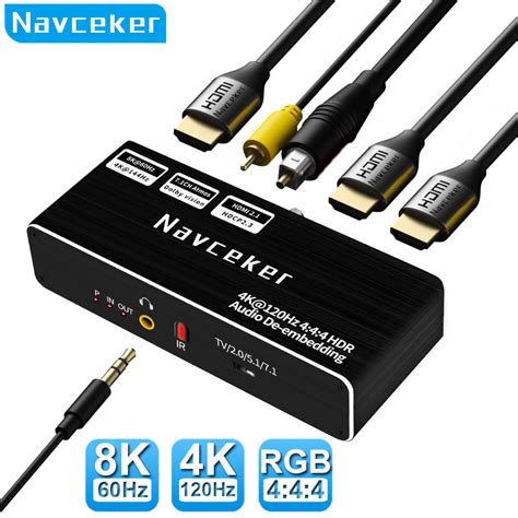 8K HDMI 2.1 Extractor Audio 4K 2160P 120Hz RGB HDMI Splitter Atmos PS5 ...