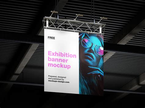 Free hanging exhibition banner mockup - Instant Download