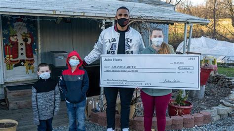 Jalen Hurts Surprises Family of 7-Year-Old Boy Battling Cancer With $30,000 Check