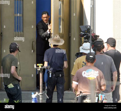 Will Smith shooting on location for MIB III (Men In Black 3) at Battery Park in New York City ...