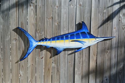 Fisherman Gift for men Blue Marlin Wall Art, Large Wood Fish decor wood.