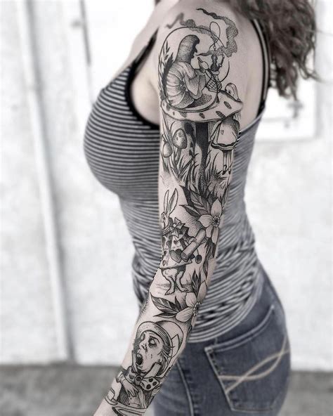 full sleeve tattoos #Fullsleevetattoos | Wonderland tattoo, Sleeve tattoos for women, Full ...