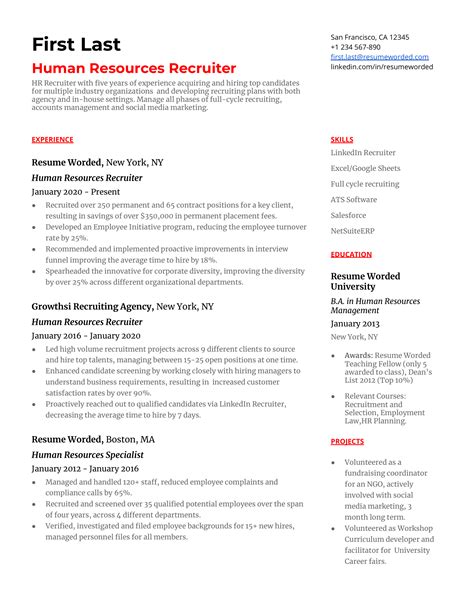 Human Resources (HR) Manager Resume Example for 2022 | Resume Worded