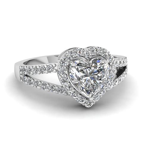 Heart Halo diamond Micro Pave Ring In 14K White Gold | Fascinating Diamonds