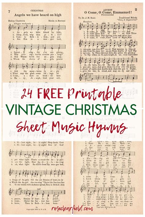 24 FREE Printable Vintage Christmas Sheet Music Hymns