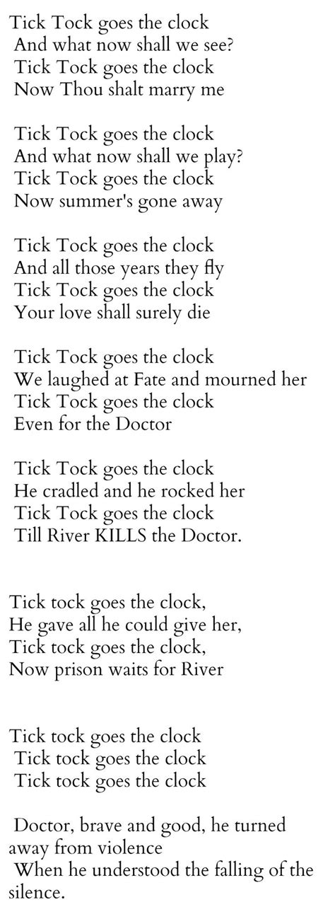 Tick tock goes the clock | Doctor who poem, Doctor who quotes, Doctor who