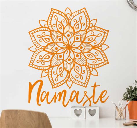 Hindu Mandala Namaste Floral Wall Decal - TenStickers