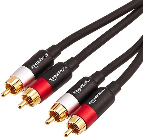 Buy Amazon Basics 2 RCA Audio Cable for Stereo Speaker or Subwoofer with Gold-Plated Plugs, 4 ...
