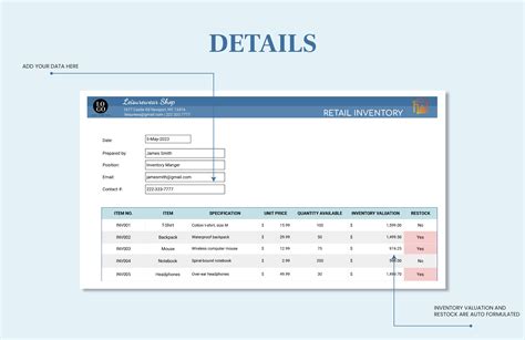 Retail Inventory Template - Download in Excel, Google Sheets | Template.net