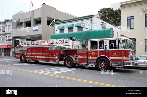 A San Francisco fire truck outside china town fire station Stock Photo ...