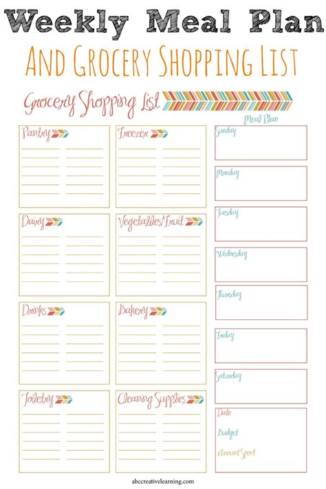 Weekly Meal Planner and Grocery Shopping List | Meal planner printable, Weekly meal planner ...