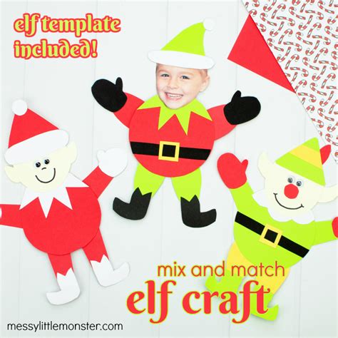 Mix and Match Paper Elf Craft (with printable template) - Messy Little ...