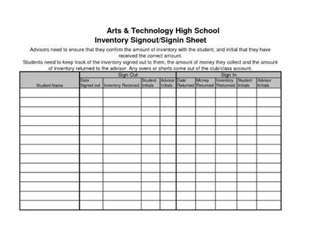 Inventory Sign Out Sheet Template | Sign out sheet, Sheet, Inventory