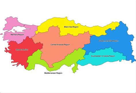 Map of Turkey by Regions - Turizm.net