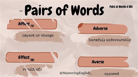 Pairs of Words (#01) | Update your vocabulary - YouTube