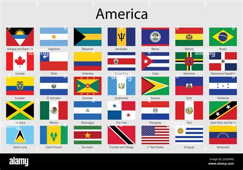 Set of flags Americas countries, All America continent flag collection Stock Vector Image & Art ...