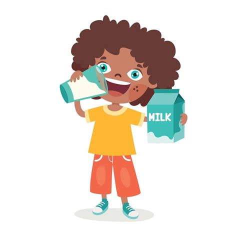 Drinking Milk Concept With Cartoon Character 13474381 Vector Art at ...