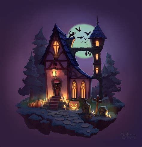 illustrator design inspiration | Vampire house, Haunted house drawing ...