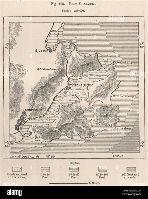 Port Chalmers. New Zealand, 1885 antique map Stock Photo - Alamy