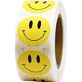 Amazon.com : 1 inch Smiley Face Stickers Roll Happy Face Stickers Circle Dots Paper Labels ...