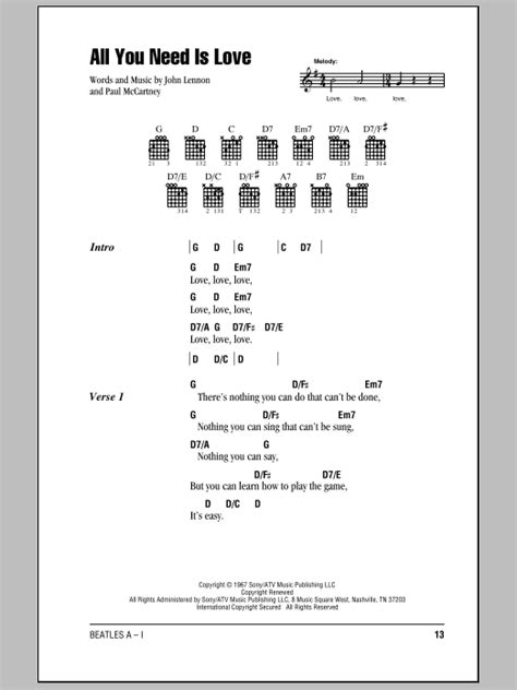 All You Need Is Love by The Beatles - Guitar Chords/Lyrics - Guitar Instructor