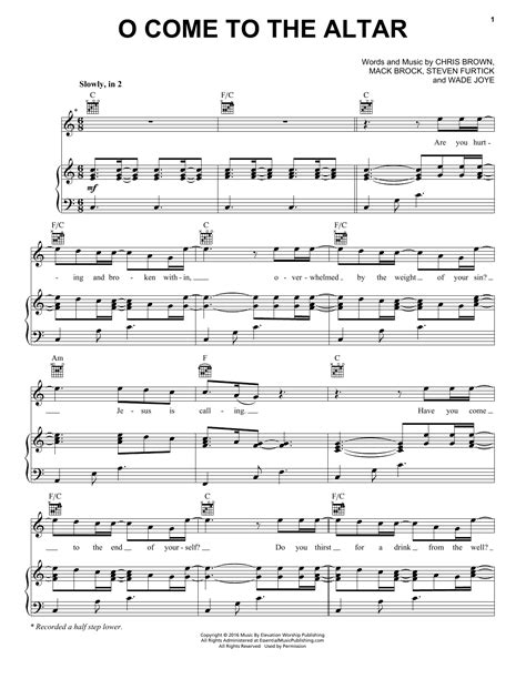 O Come To The Altar by Elevation Worship Sheet Music for Piano, Vocal & Guitar Chords (Right ...