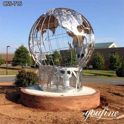 Metal Globe Sculpture with Abstract Figure- YouFine Sculpture