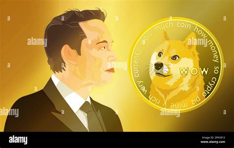 Elon Musk and Dogecoin. Profile portrait of Elon Musk Stock Photo - Alamy