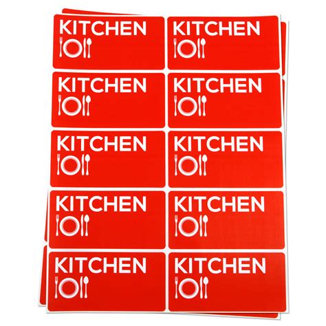 OfficeSmartLabels 4" x 2" Kitchen Labels for Moving, Storage or Home Organization (Red, 10 ...