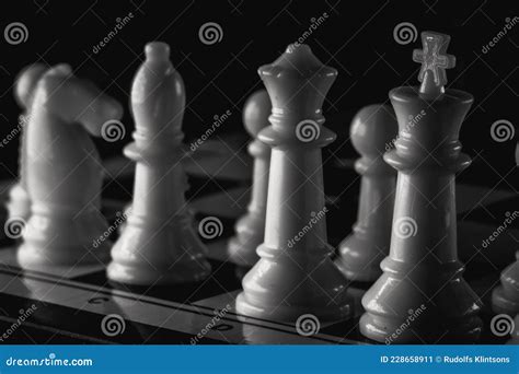 Chess Board Game. Strategy Ideas Concept. Black and White Stock Image ...