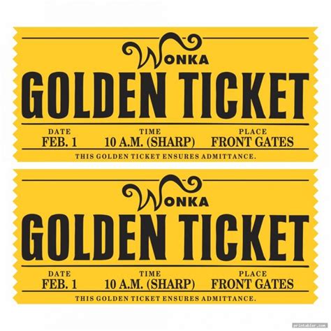 Willy Wonka Golden Ticket Printable - Printabler - Golden Ticket Printable Free - Free Printable