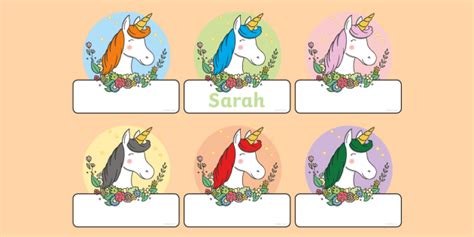 Editable Unicorn Head Self-Registration Labels