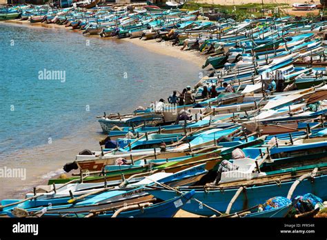 Sri Lanka, Southern Province, Hambantota, Old Port, fishing boats on ...