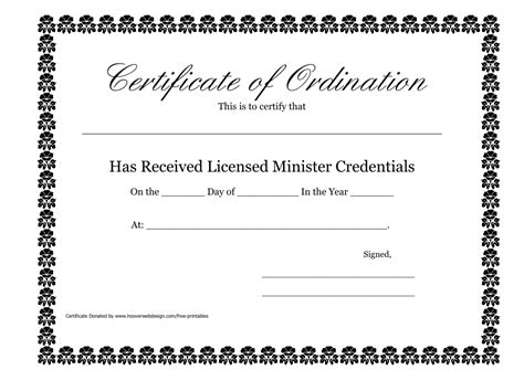 Certificate of Ordination Template - Black Download Printable PDF | Templateroller