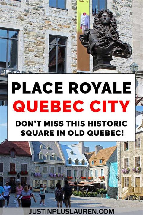 a sign that says place royale quebec city don't miss this historic square in old quebec