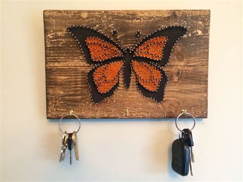 Monarch butterfly string art, jewelry or key hanger, 6.5 x 10". Handmade and unique! Great ...