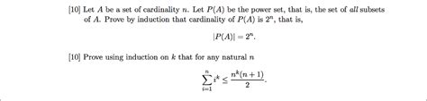 Solved Let A be a set of cardinality n. Let P(A) be the | Chegg.com