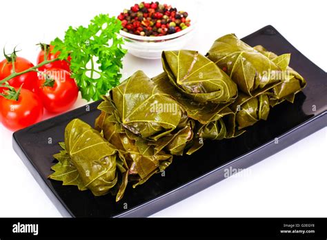 Dolma from Grape Leaves with a Minced Stock Photo - Alamy