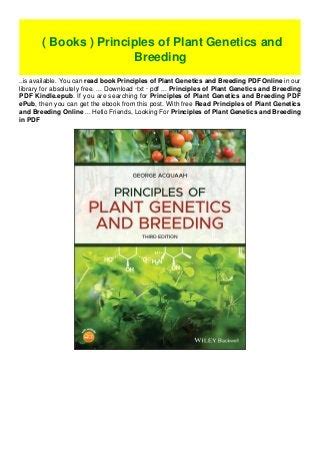 ( Books ) Principles of Plant Genetics and Breeding