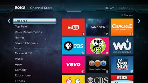 Free channels in the Roku Channel Store