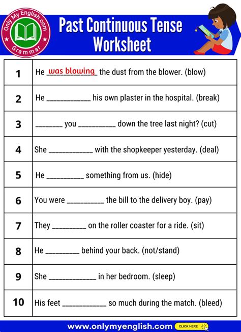 Past Continuous Tense Worksheets For Grade 5 With Answers - Printable Worksheets