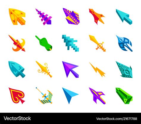 Mouse cursor simple flat color icons set Vector Image