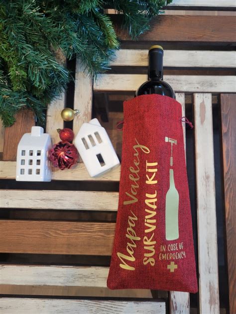 Napa Valley Survival Wine Bottle Tote / Wine Gift Bag / - Etsy