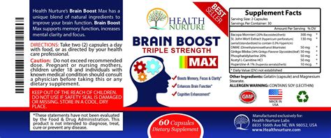 Health Nurture Brain Boost Maximum Strength - Best Brain Supplement - Nootropics Brain Booster ...