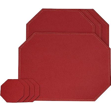 Amazon.com: Nikalaz Set of Red Octagon Placemats and Coasters, 4 Table ...