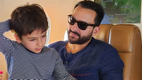 Saif Ali Khan Poses With Son Taimur In In-Flight Photos Shared by Saba ...