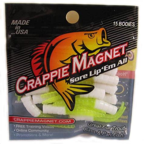 Leland Lures Crappie Magnet Softbait, White & Chartreuse, 15 Count - Walmart.com - Walmart.com